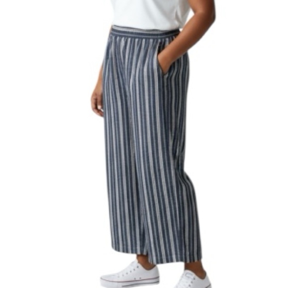 Old Navy Striped Navy and White Linen Pants Size XL